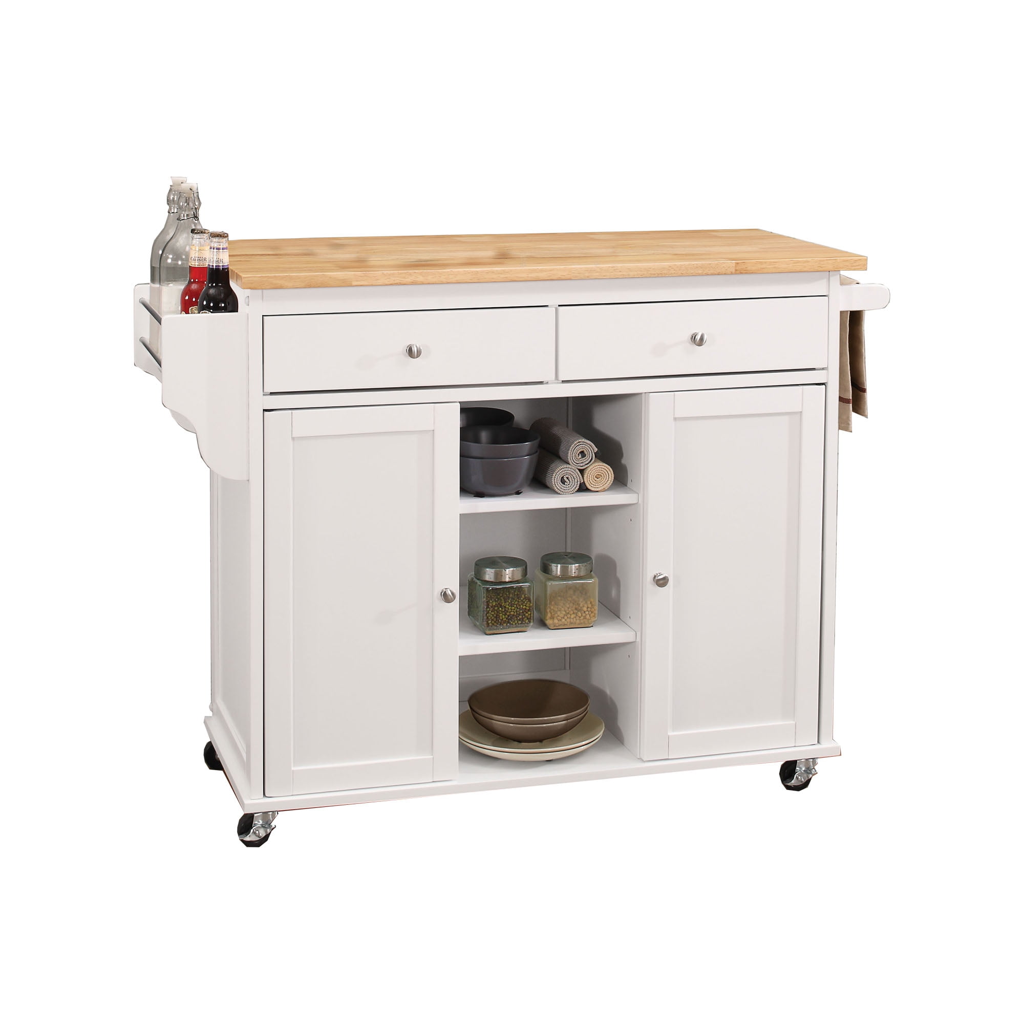 Picture of ACME 98305 Tullarick Kitchen Cart&#44; Natural & White - 34 x 47 x 18 in.