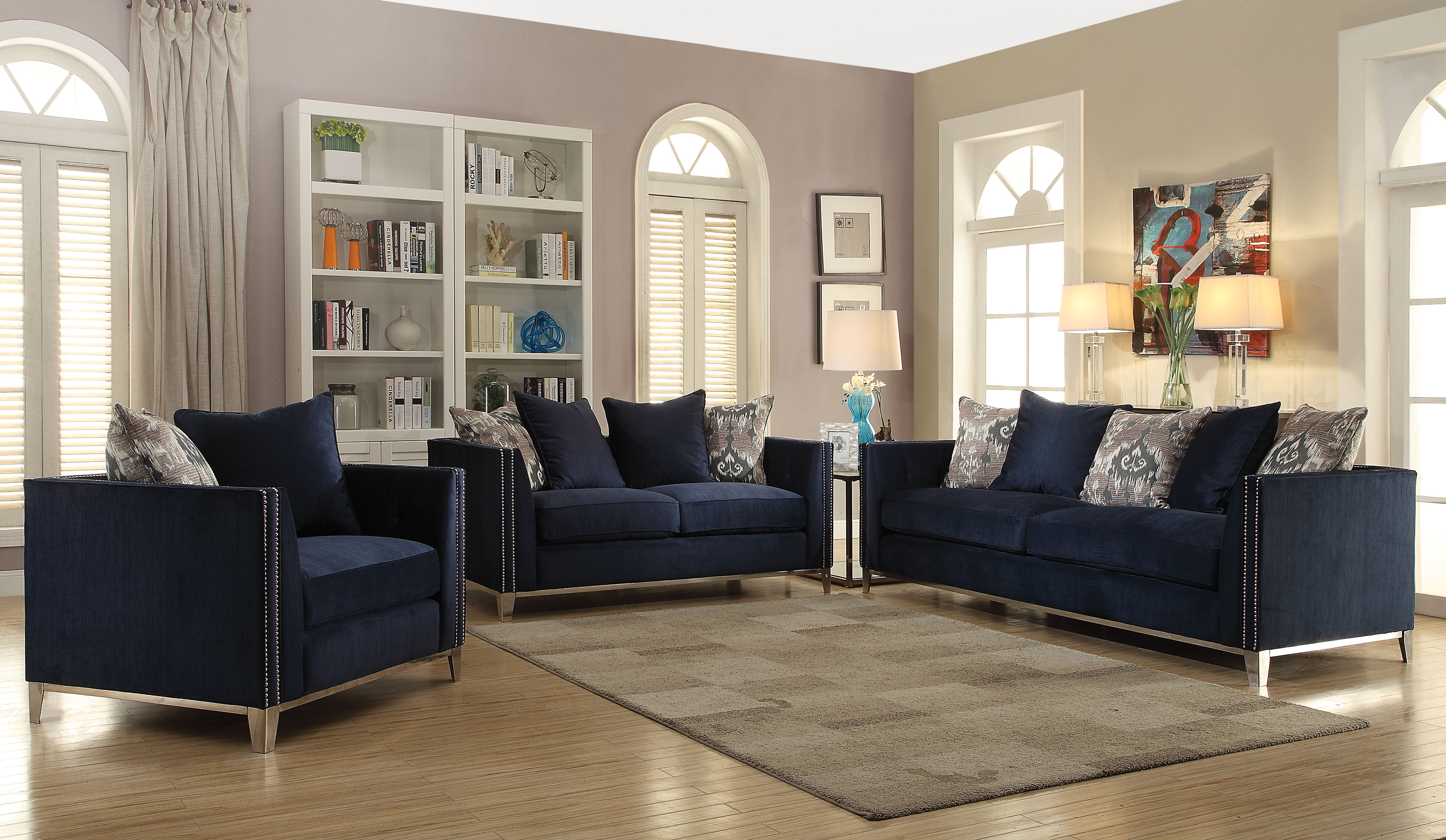 Picture of ACME 52830 Phaedra Sofa with 5 Pillows&#44; Blue Fabric - 37 x 95 x 37 in.
