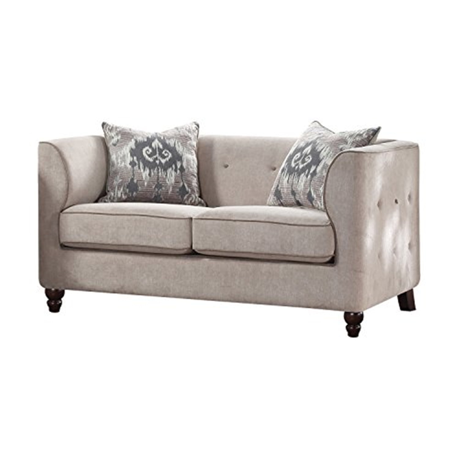 Picture of ACME 52056 Cyndi Loveseat with 2 Pillows&#44; Tan Fabric - 30 x 58 x 34 in.