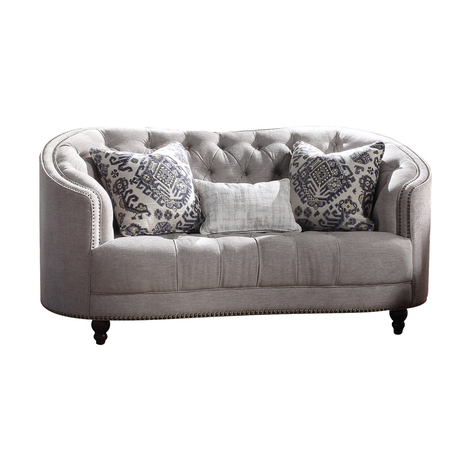 Picture of ACME 52061 Saira Loveseat with 3 Pillows&#44; Light Gray Fabric - 36 x 73 x 41 in.