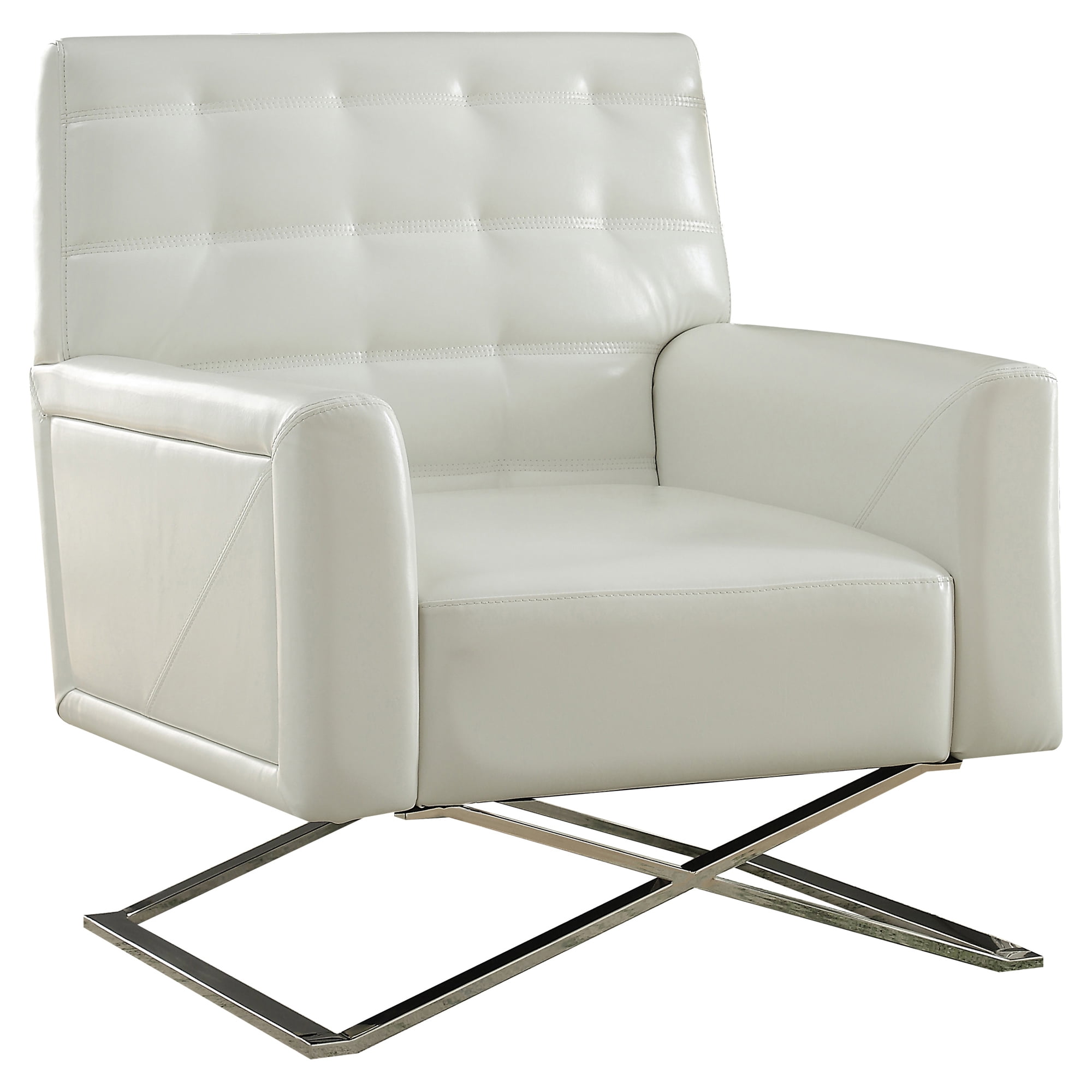 Picture of ACME 59784 Rafael Accent Chair&#44; White PU & Stainless Steel - 39 x 34 x 28 in.