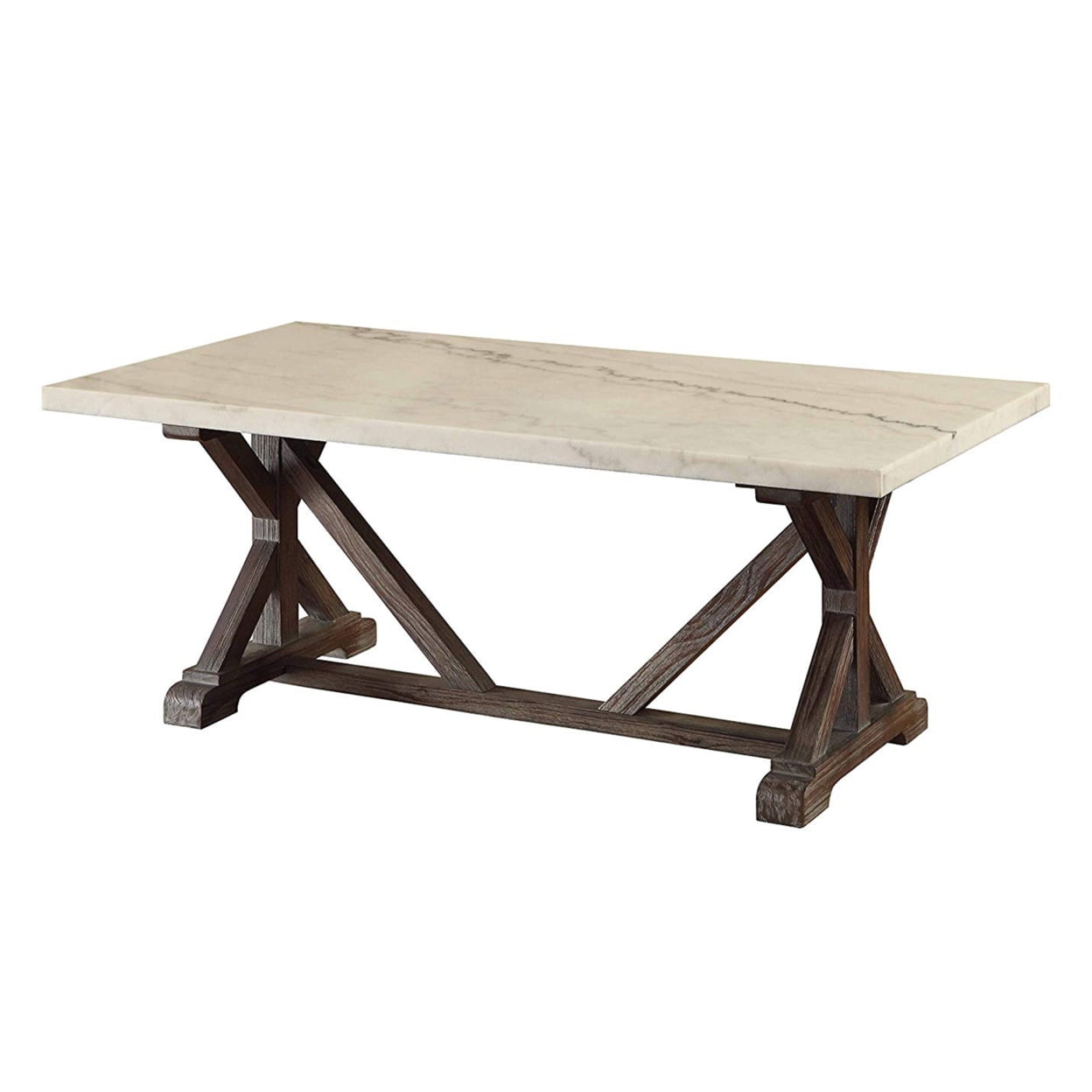 Picture of ACME 84545 Romina Coffee Table&#44; White Marble & Weathered Espresso - 19 x 50 x 26 in.