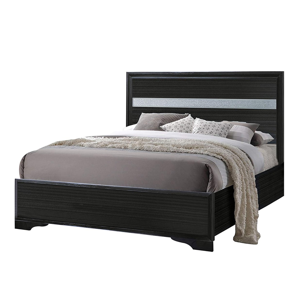 Picture of ACME 25910T Naima Twin Size Bed, No Storage - Black, 2 Piece