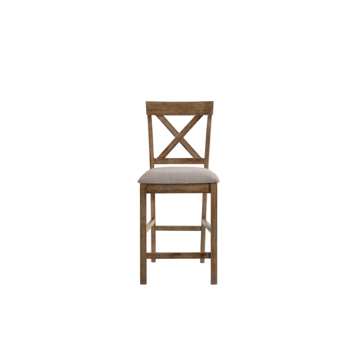 Picture of ACME 70832 41 in. Martha II Counter Height Chair&#44; Tan Linen & Weathered Oak - Set of 2