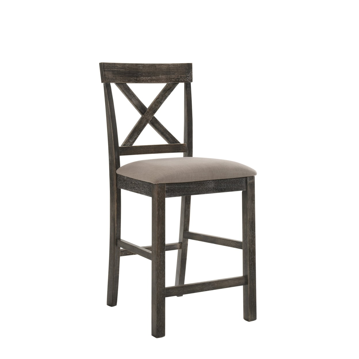 Picture of ACME 73832 41 in. Martha II Counter Height Chair&#44; Tan Linen & Weathered Gray - Set of 2