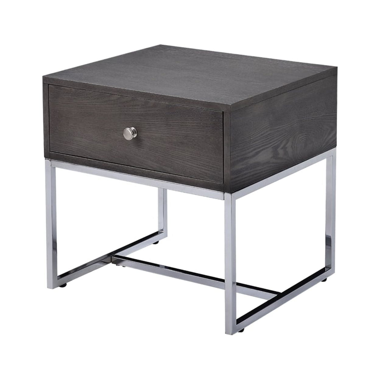 Picture of ACME 81172 Iban - End Table&#44; Gray Oak & Chrome - 22 x 22 x 20 in.