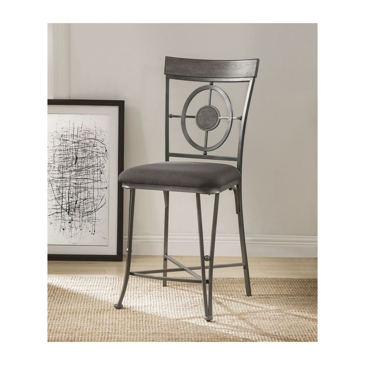 Picture of ACME 73182 44 in. Landis Counter Height Chair&#44; Fabric & Gunmetal - Set of 2