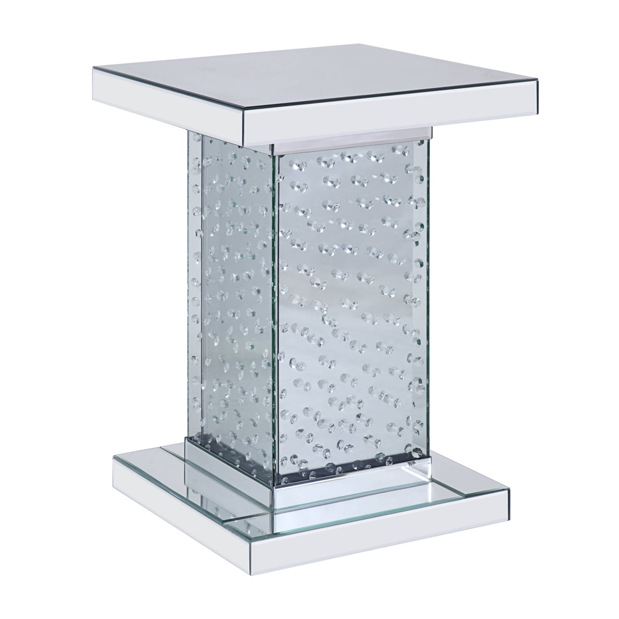 Picture of ACME 81412 Nysa End Table&#44; Mirrored & Faux Crystals - 26 x 18 x 18 in.