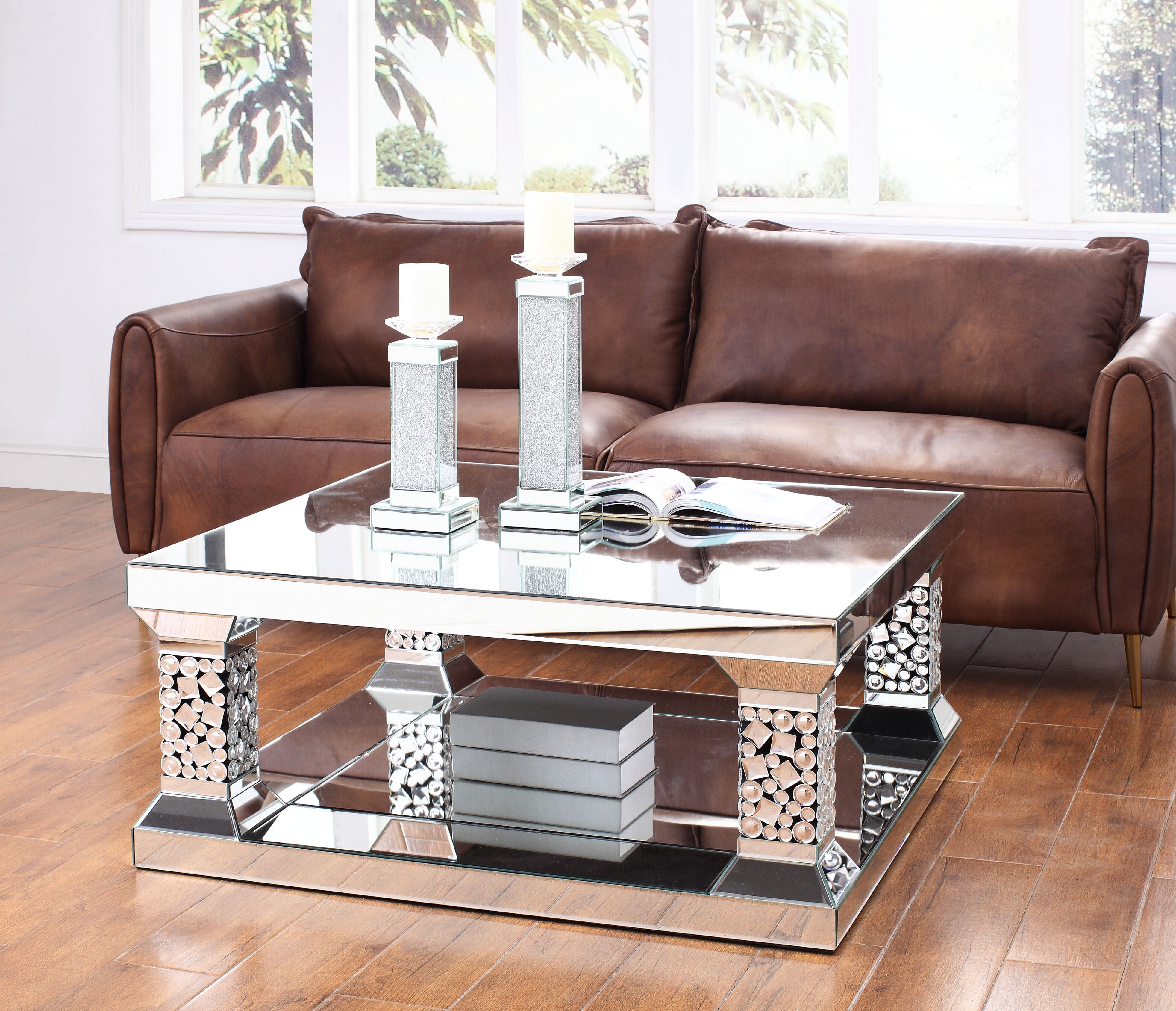 Picture of ACME 81425 Kachina Coffee Table&#44; Mirrored & Faux Gem - 18 x 40 x 40 in.