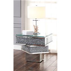 Picture of ACME 81467 Noralie End Table&#44; Mirrored & Faux Diamonds - 23 x 24 x 24 in.