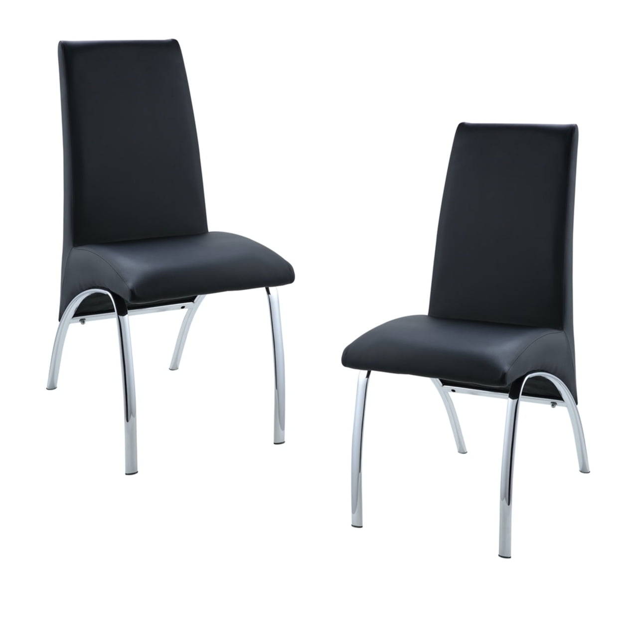 Picture of ACME 71112 38 in. Pervis Side Chair&#44; Black PU & Chrome - Set of 2