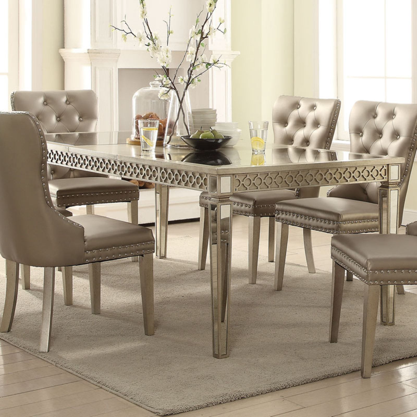 Picture of ACME 72155 40 x 80 in. Kacela Dining Table&#44; Mirror & Champagne
