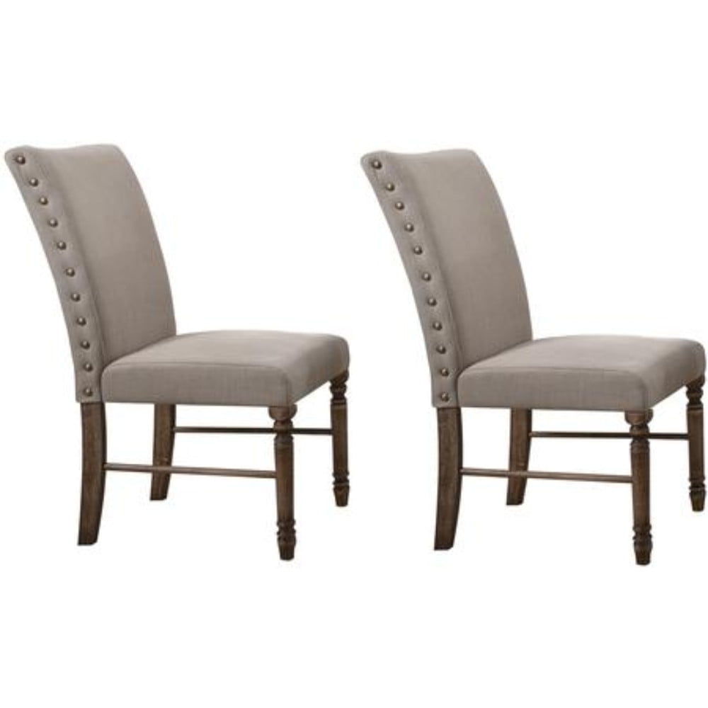 Picture of ACME 74657 38 in. Leventis Side Chair&#44; Cream Fabric & Weathered Oak - Set of 2