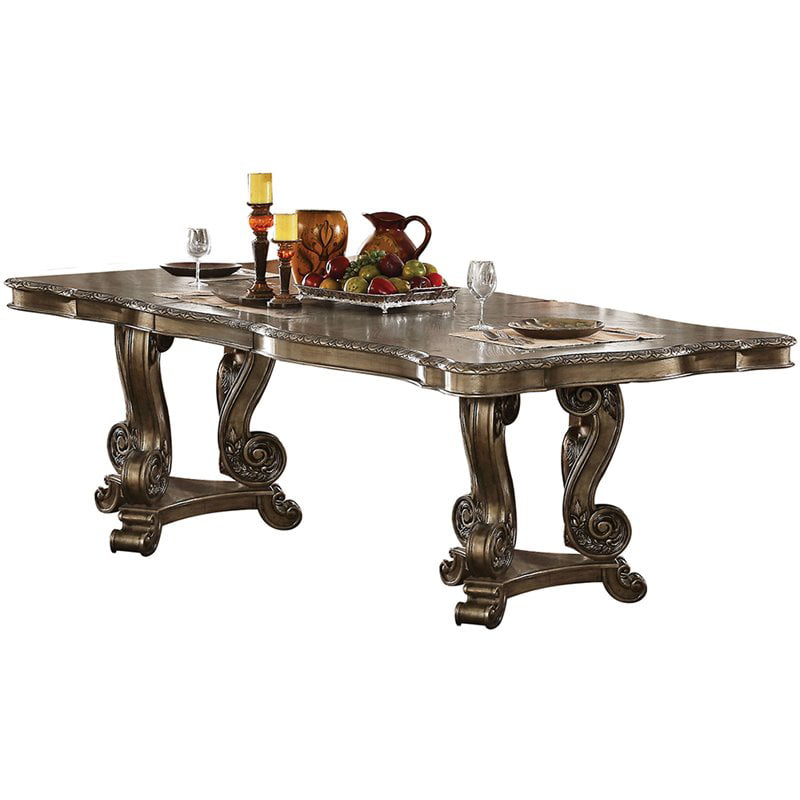 Picture of ACME 61290 2 Piece Ragenardus Dining Table with Double Pedestal, Vintage Oak - 44 x 90 - 114 in.