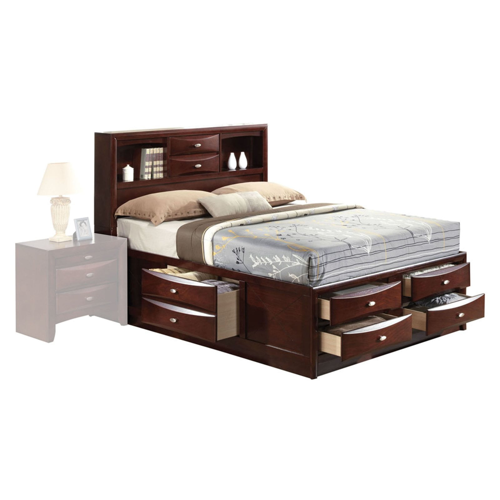 Picture of ACME 21590F Ireland Full Size Bed with Storage - Espresso, 4 Piece