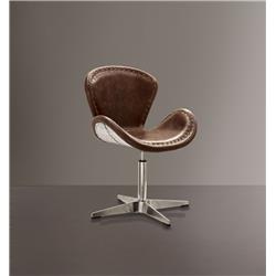 Picture of ACME 96554 Brancaster Accent Chair with Swivel&#44; Retro Brown Top Grain Leather & Aluminum - 33 x 25 x 24 in.