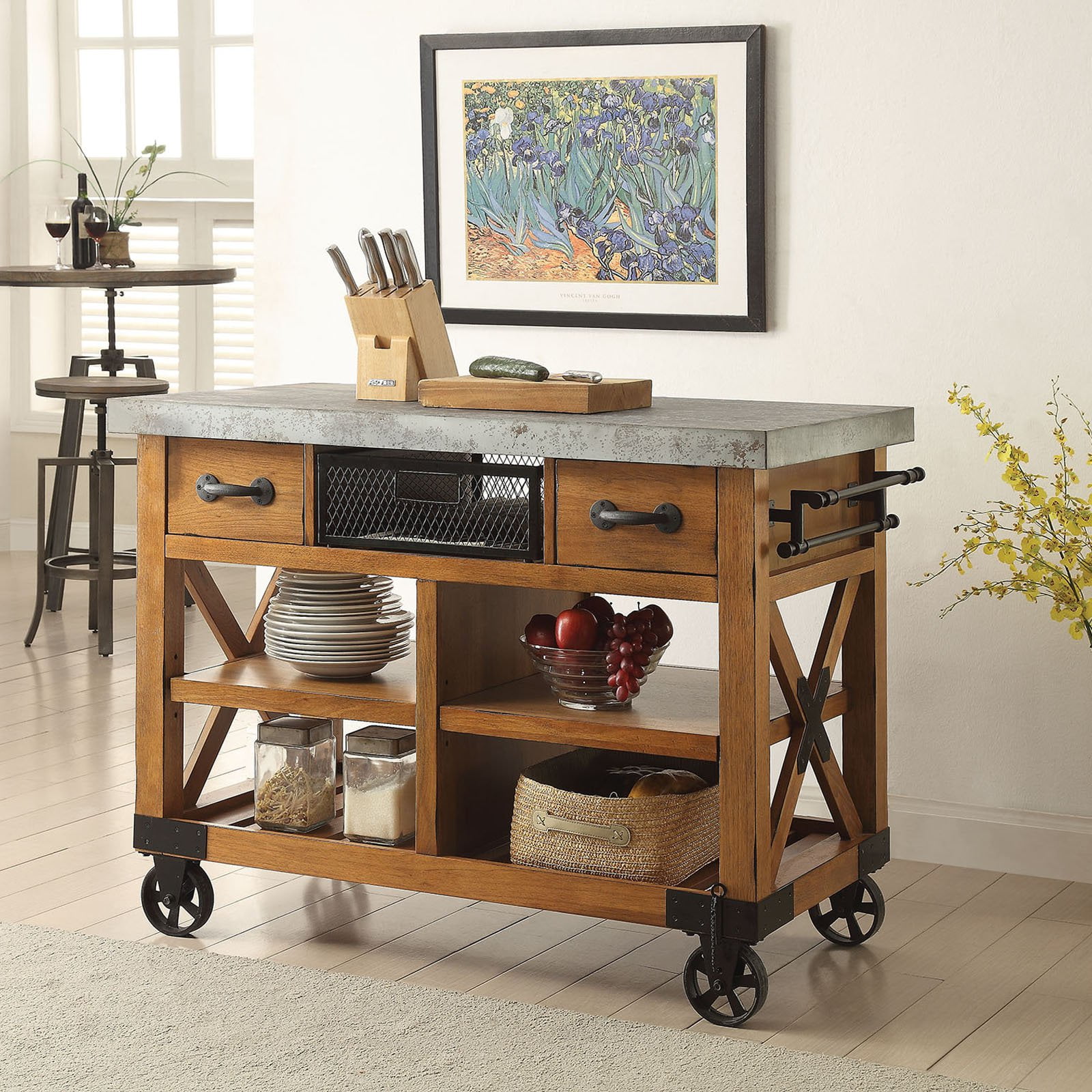 Picture of ACME 98182 Kailey Kitchen Cart, Antique Oak - 36 x 48 x 26 in.