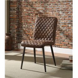 Picture of ACME 70423 Millertton Side Chair - Vintage Chocolate Top Grain Leather & Antique Black&#44; Set of 2