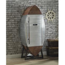 Picture of ACME 97195 Brancaster Wine Cooler Cabinet - Retro Brown Top Grain Leather & Aluminium - 74 x 30 x 22 in.