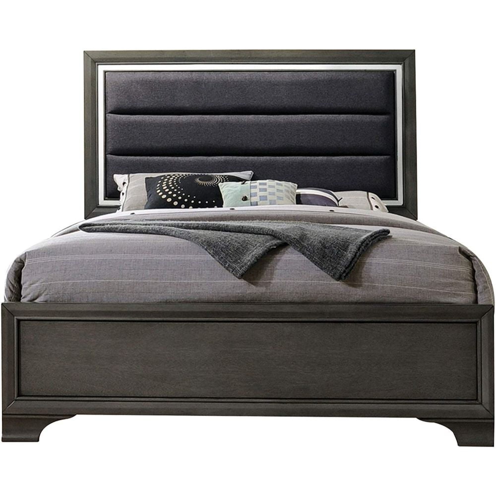 Picture of ACME 26257EK 2 Piece Carine II Eastern King Size Bed - Fabric & Gray - 57 x 83 x 79 in.