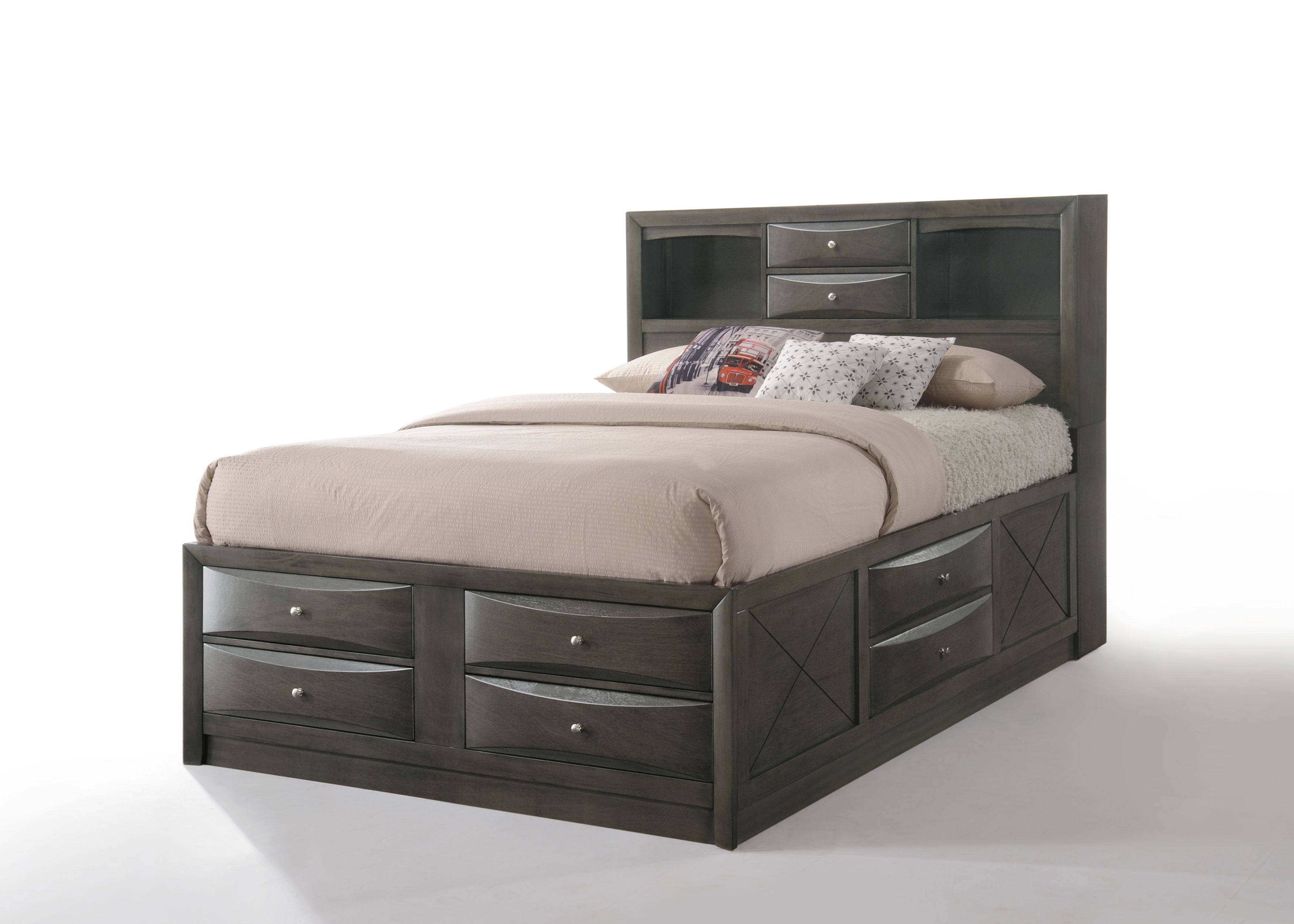 Picture of ACME 22710F 4 Piece Ireland Full Size Bed with Storage - Gray Oak - 56 x 86 x 57 in.