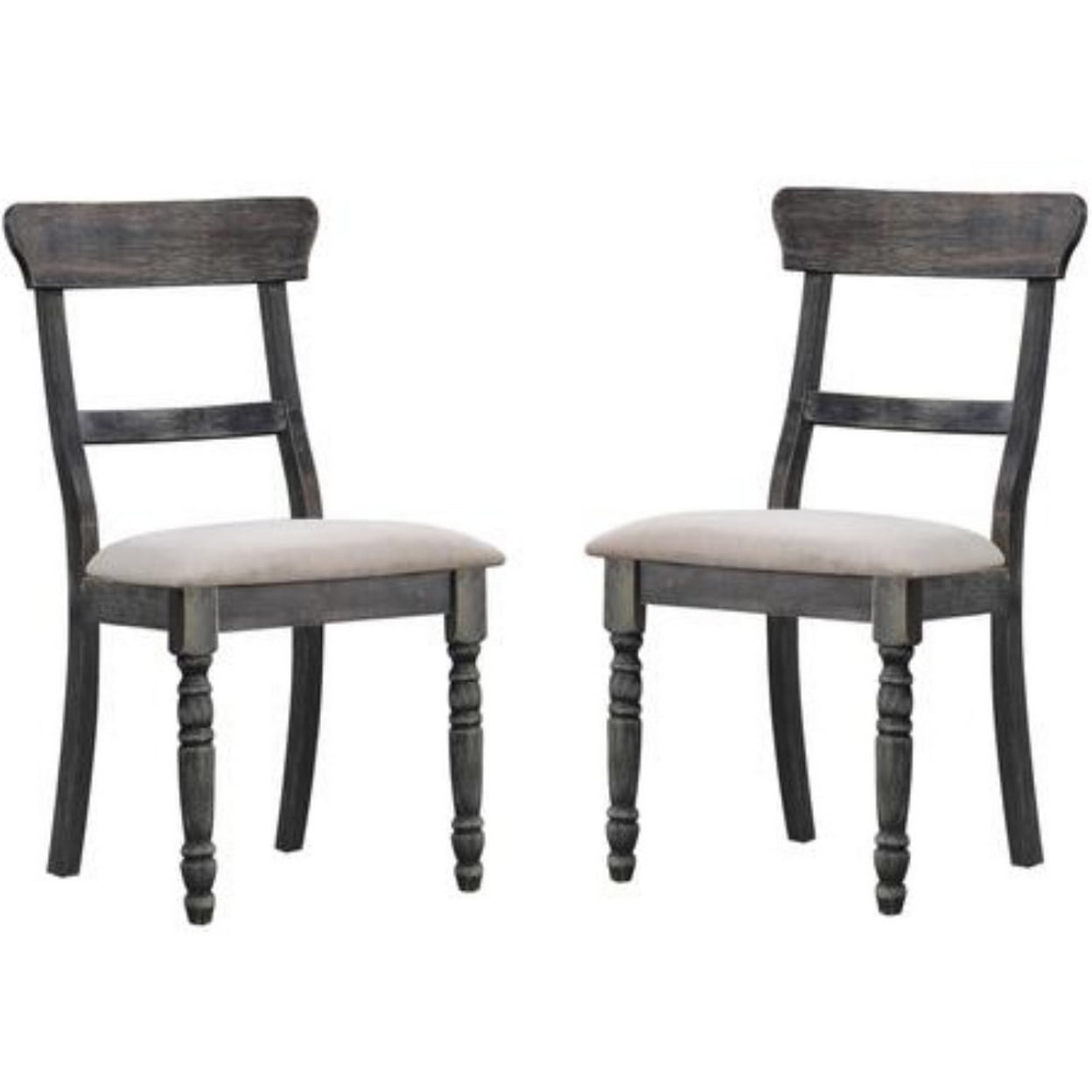 Picture of ACME 74642 Round Leventis Side Chair - Light Brown Linen & Weathered Gray&#44; Set of 2