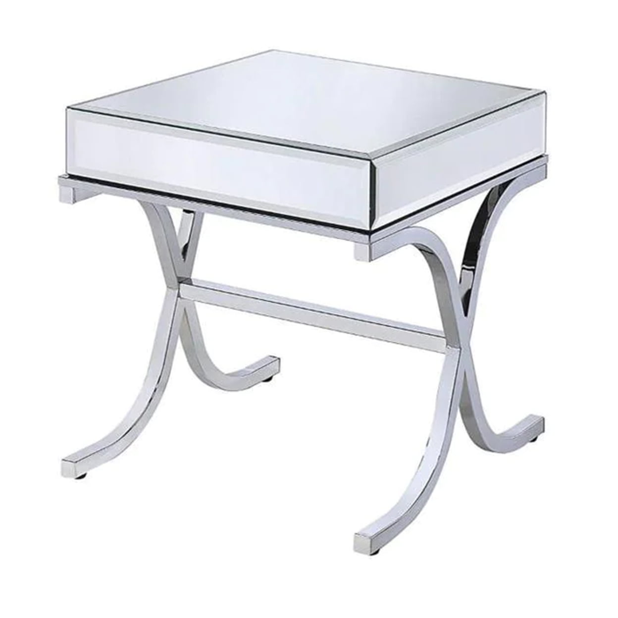 Picture of ACME 81197 Square Yuri End Table - Mirrored Top & Chrome - 22 x 21 x 21 in.