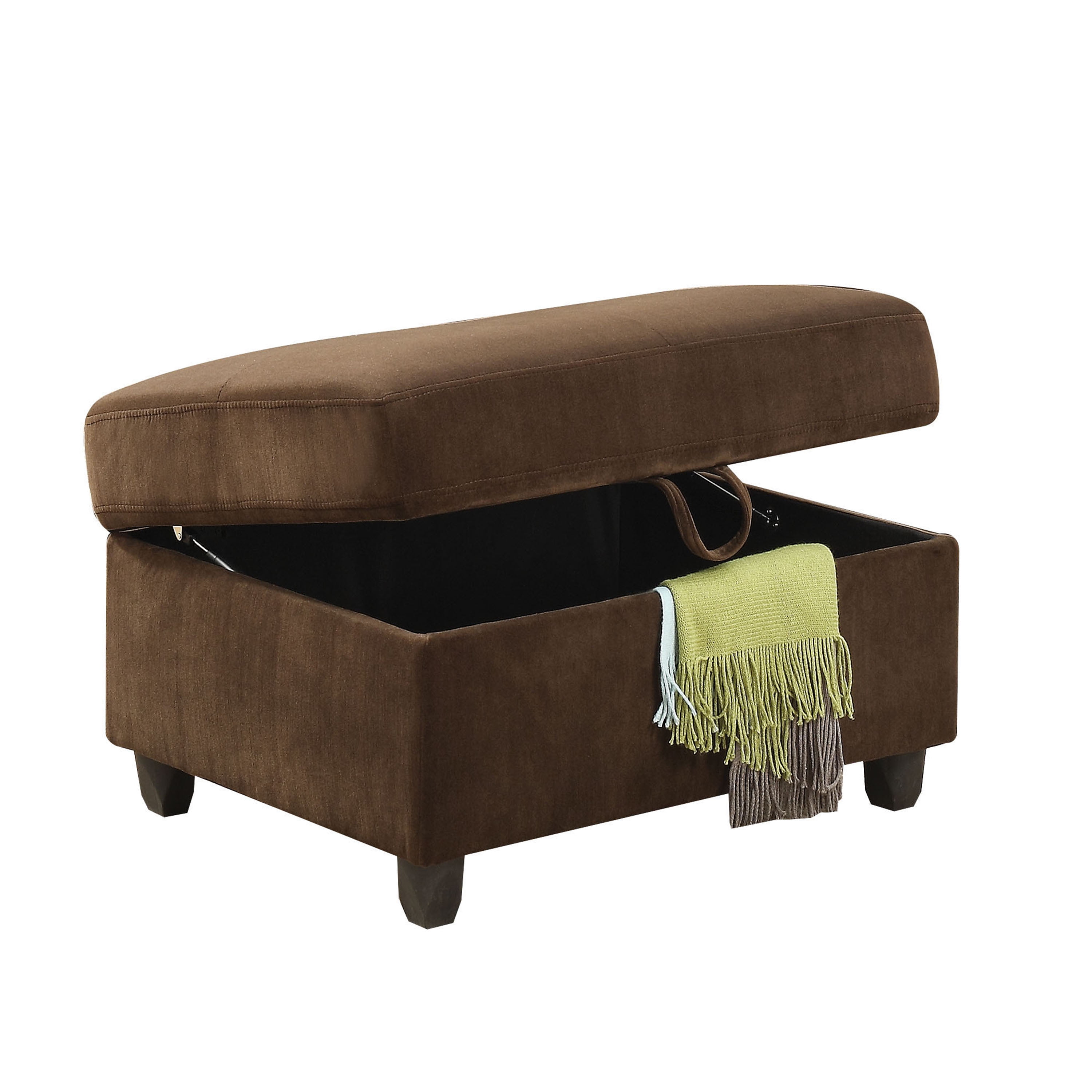 Picture of ACME 52703 Belville Ottoman with Storage - Chocolate Velvet