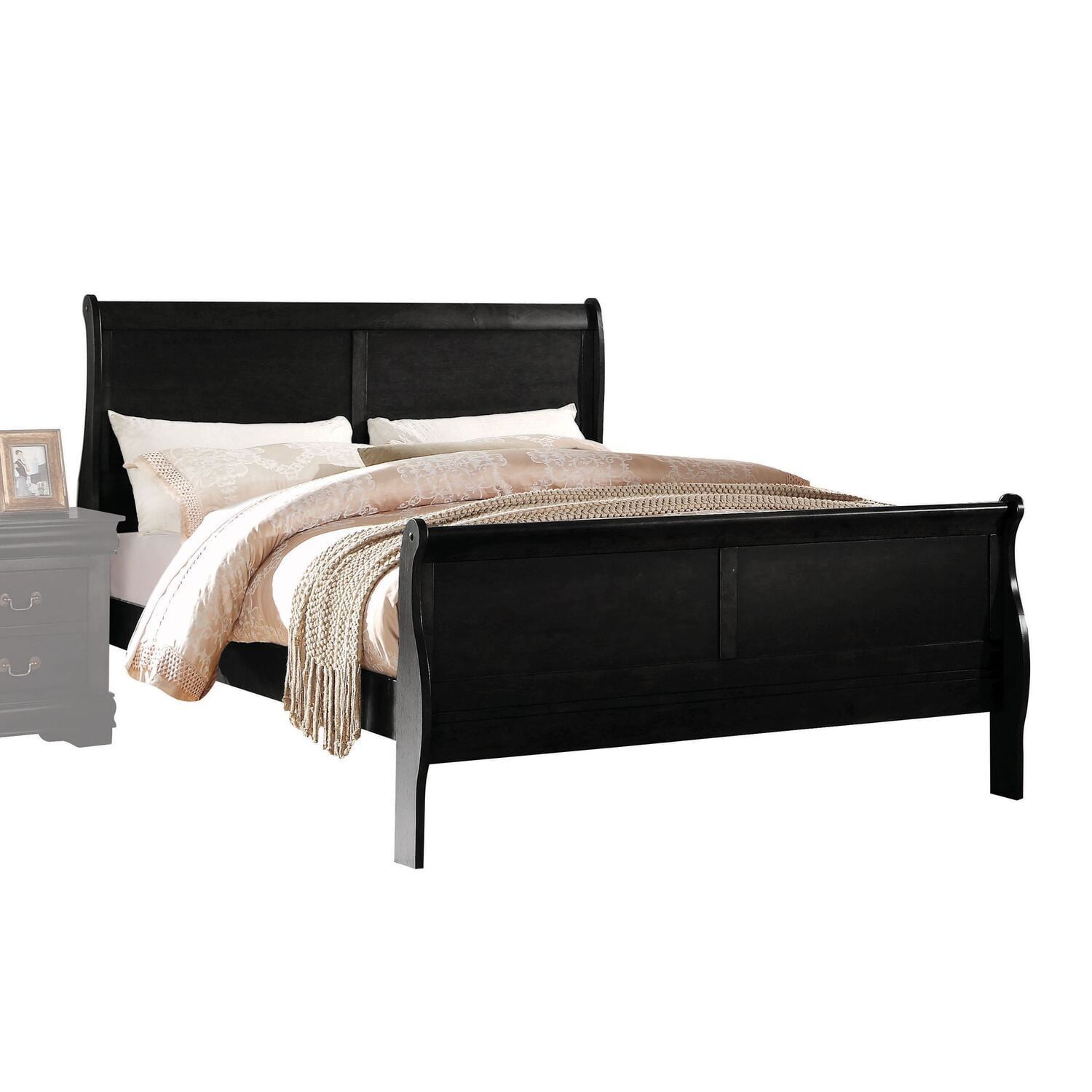 Picture of ACME 23727EK 2 Piece Louis Philippe Eastern King Size Bed - Black - 47 x 90 x 80 in.