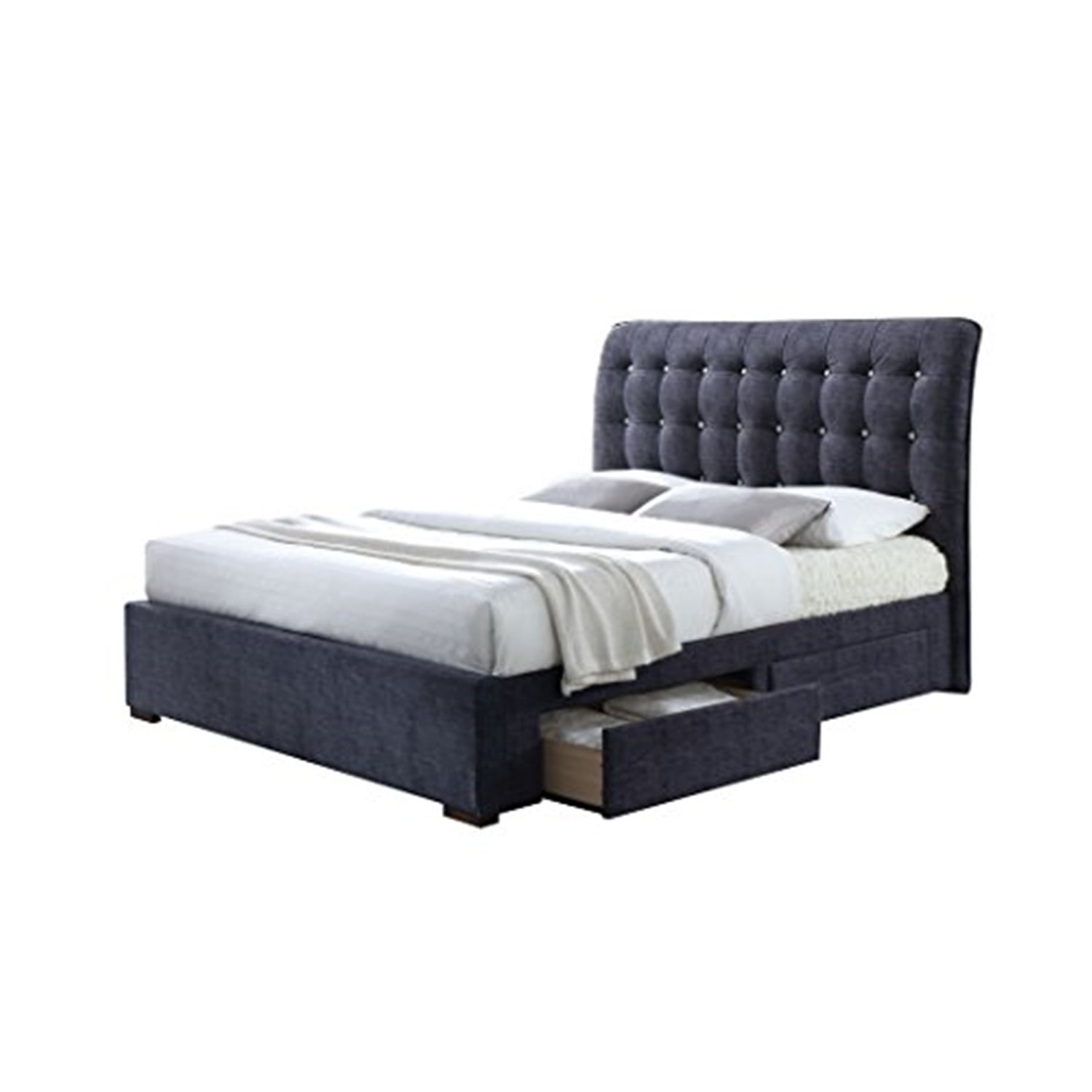 Picture of ACME 25677EK 5 Piece Drorit Eastern King Size Bed with Storage - Dark Gray Fabric