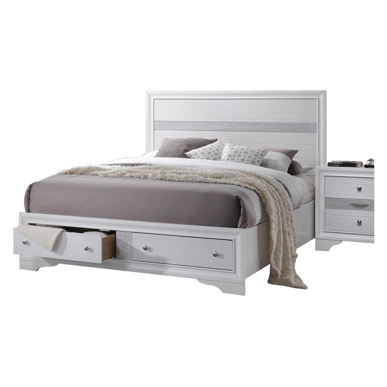 Picture of ACME 25767EK 3 Piece Naima Eastern King Size Bed with Storage - White