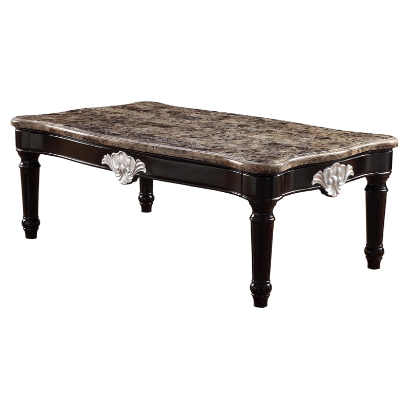 Picture of ACME 82150 Rectangular Ernestine Coffee Table - Marble & Black - 21 x 56 x 32 in.