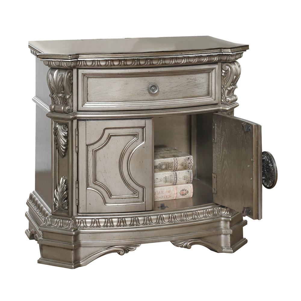 Picture of ACME 26935 Northville Nightstand with Wooden Top - Antique Champagne - 29 x 30 x 18 in.