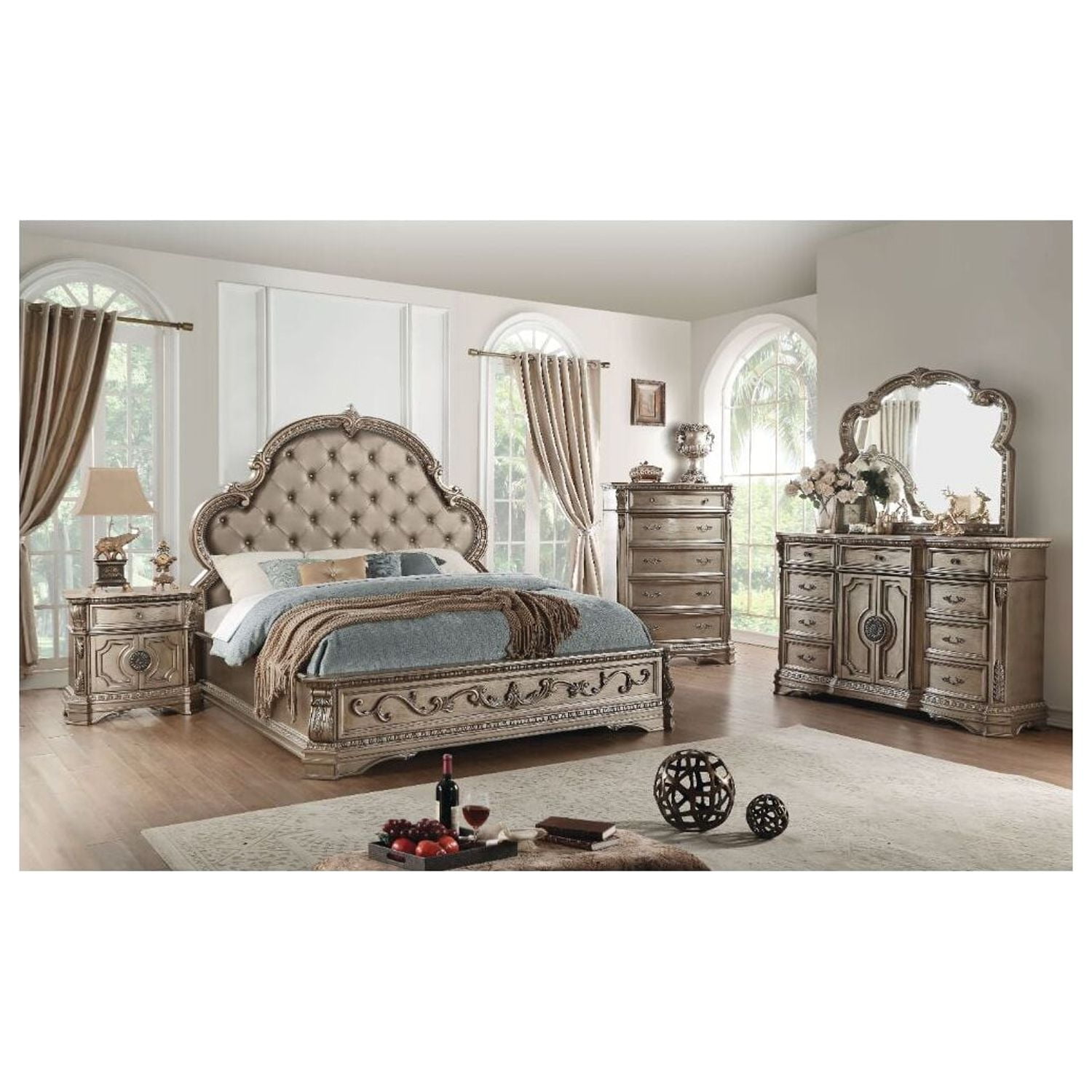 Picture of ACME 26937 Northville Dresser with Marble Top - Antique Champagne - 42 x 68 x 18 in.