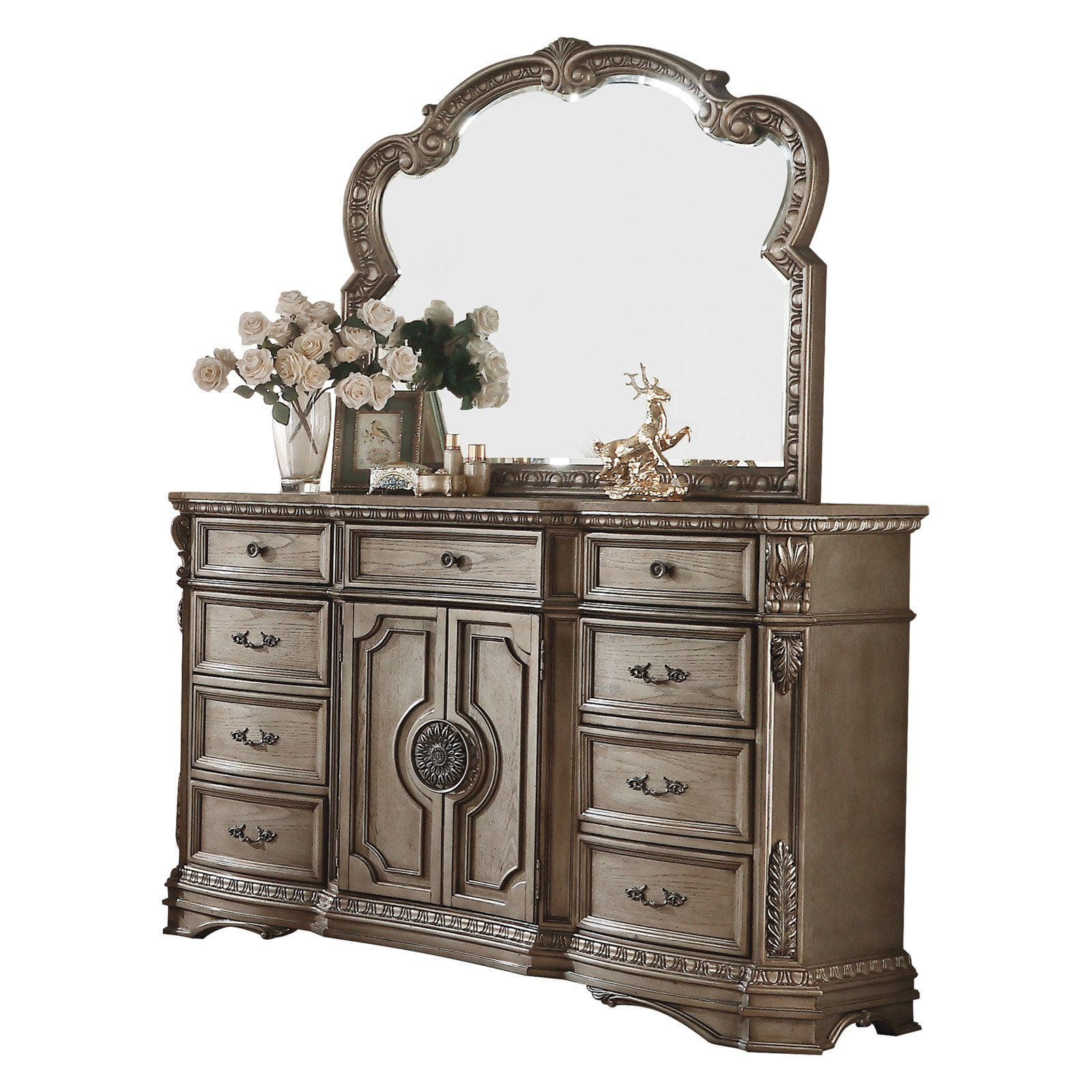 Picture of ACME 26938 Northville Dresser with Wooden Top - Antique Champagne - 42 x 68 x 18 in.