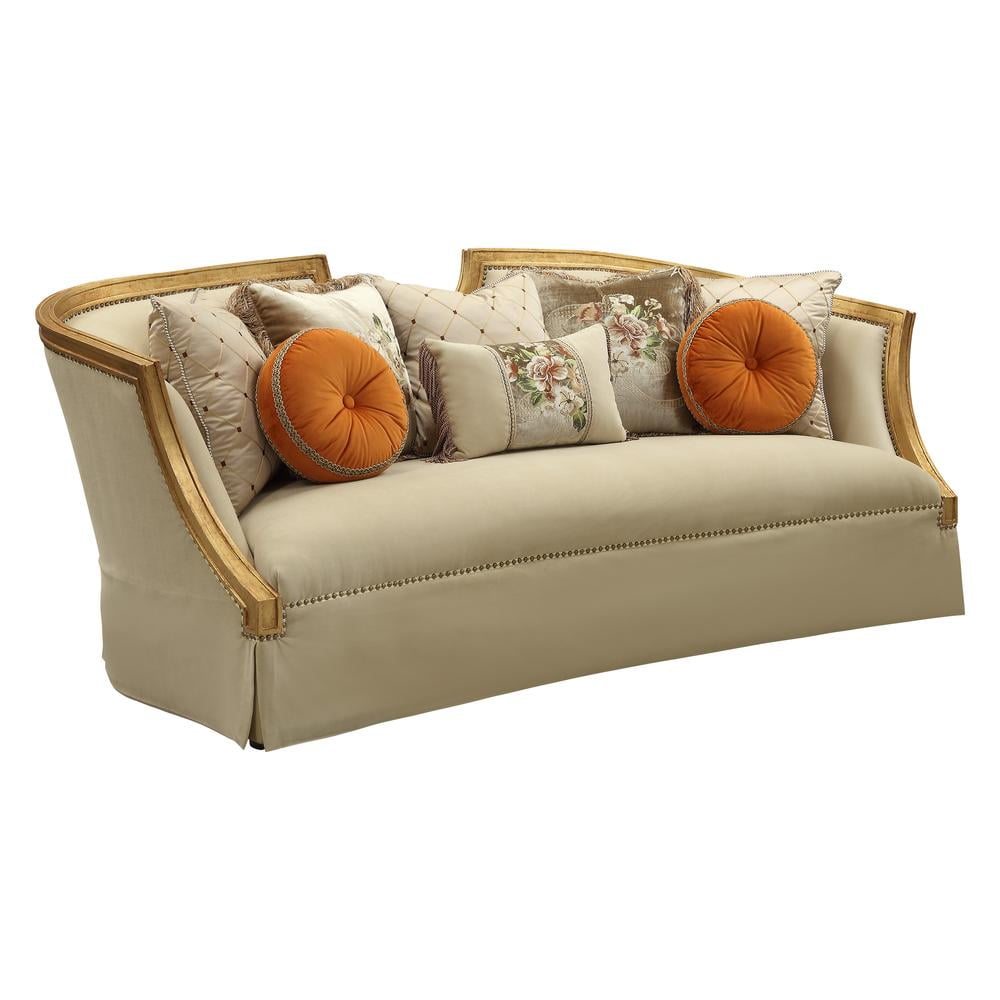 Picture of ACME 50835 Daesha Sofa with 8 Pillows - Fabric & Antique Gold - 38 x 92 x 41 in.