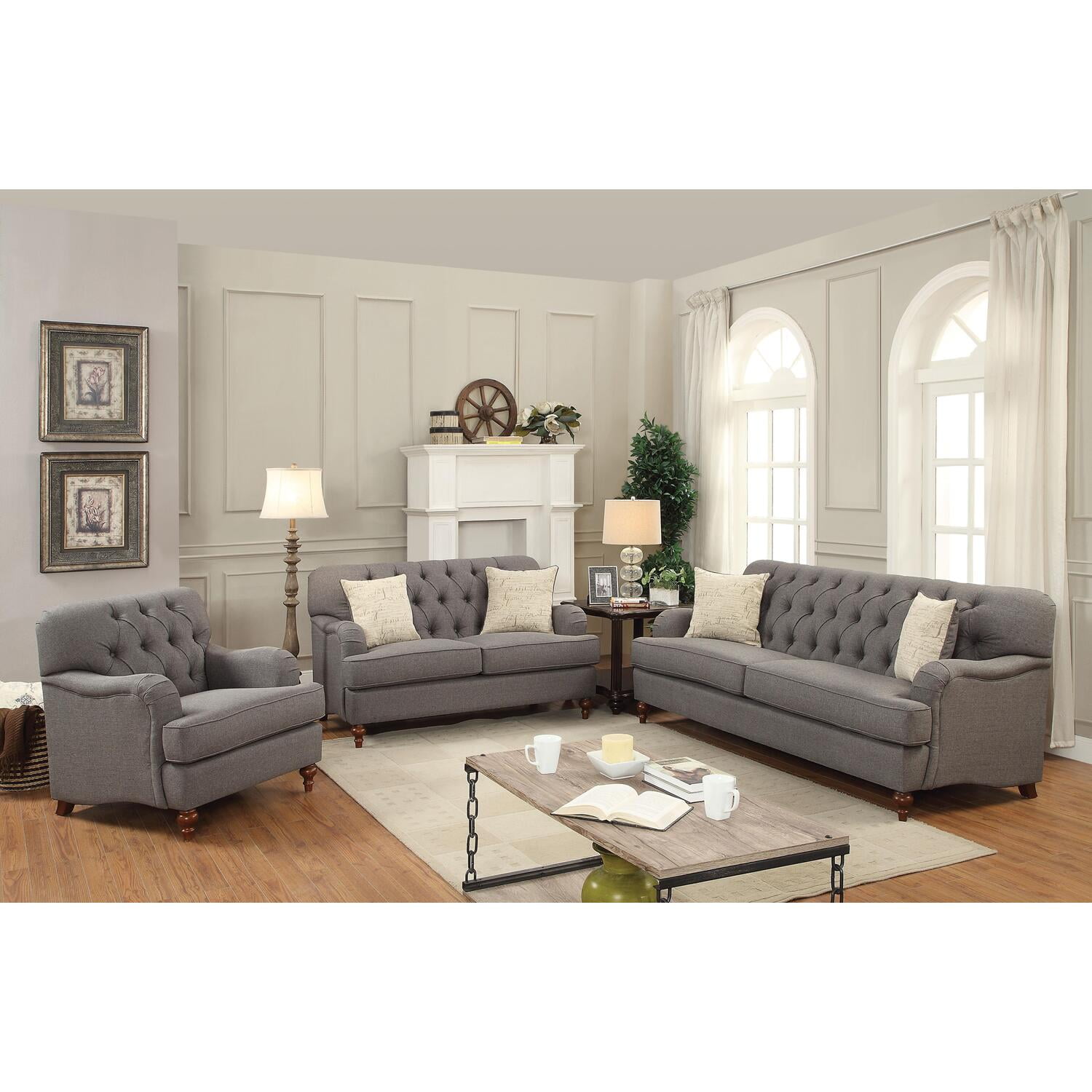 Picture of ACME 53690 Alianza Sofa with 2 Pillows - Dark Gray Fabric - 37 x 85 x 38 in.