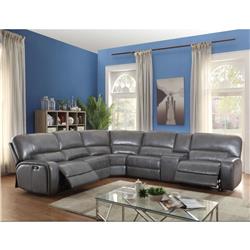 Picture of ACME 53745 6 Piece Saul Sectional Sofa with Power Motion & USB Dock - Gray Leather-Aire - 41 x 73 x 41 in.