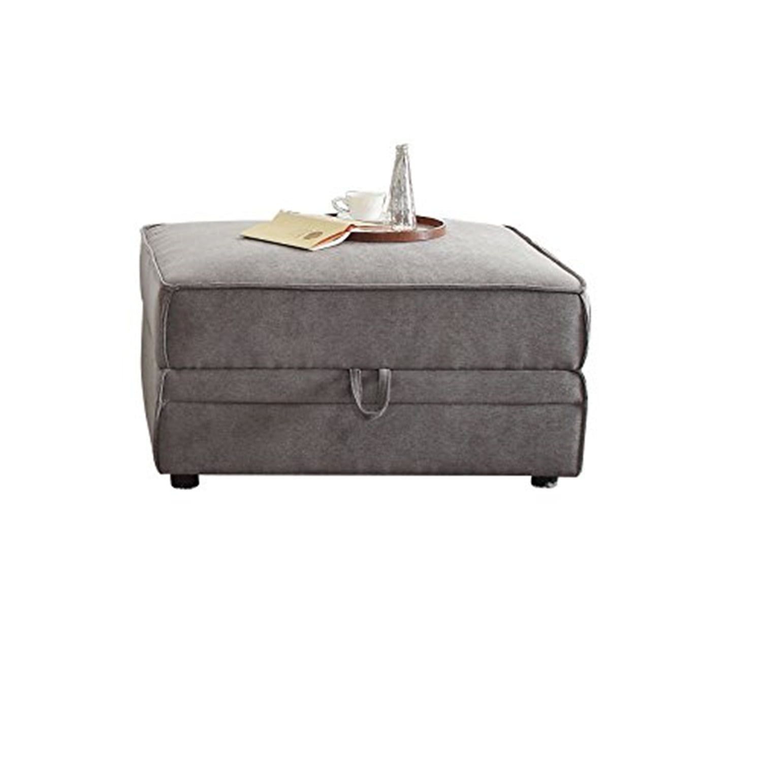 Picture of ACME 53782 Bois Ottoman with Storage - Gray Velvet - 19 x 30 x 34 in.