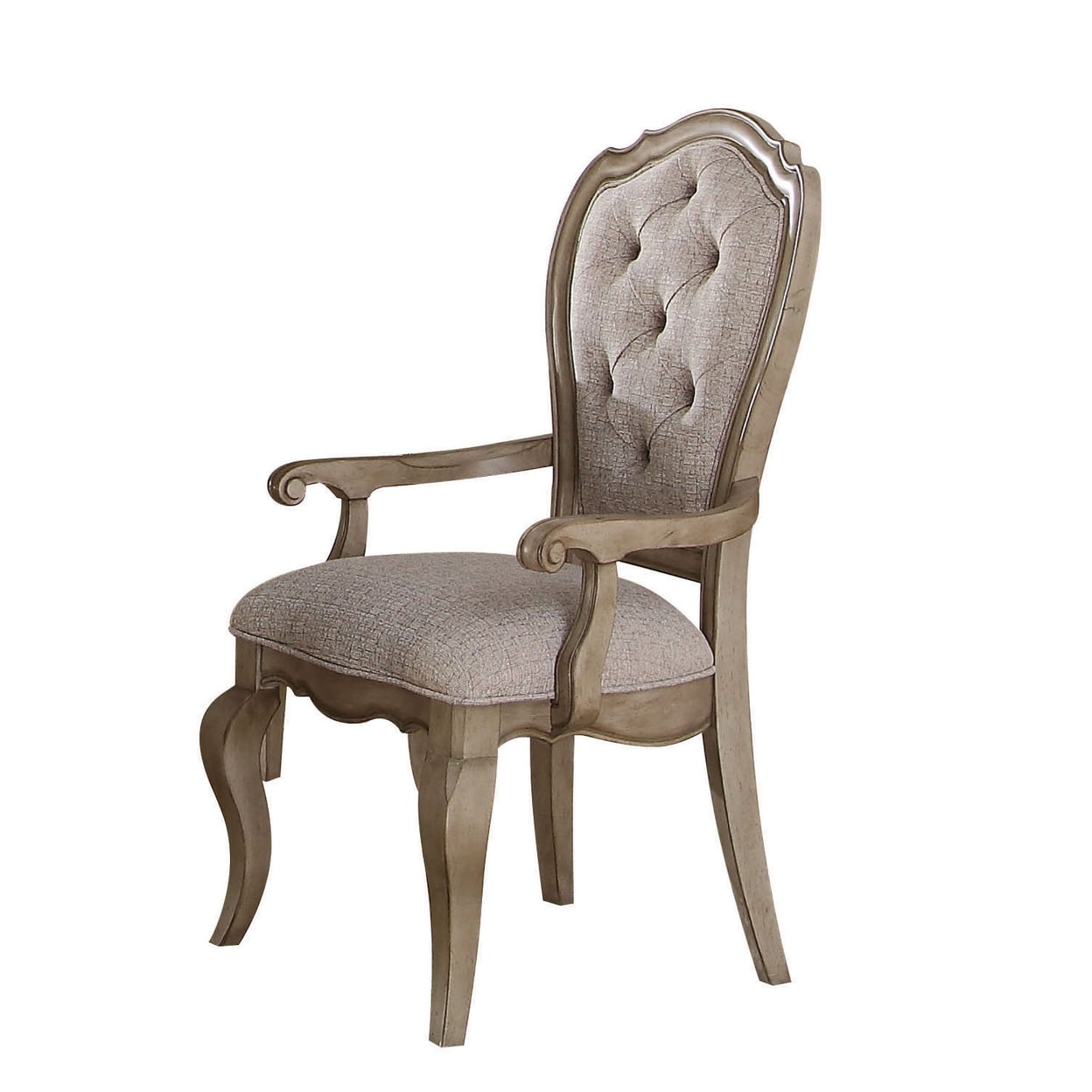 Picture of ACME 66053 Chelmsford Arm Chair - Beige Fabric & Antique Taupe&#44; Set of 2