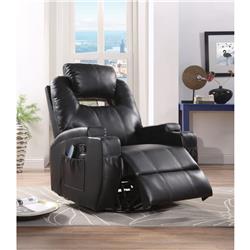 59277 Waterlily Motion Rocker Recliner with Swivel - Black PU - 41 x 34 x 37 in -  Acme Furniture