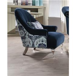 Picture of ACME 50347 Jaborosa Chair with 1 Pillow - Blue Velvet - 41 x 32 x 34 in.
