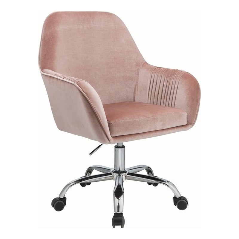 Picture of ACME 92504 Eimer Office Chair - Peach Velvet & Chrome - 34-37 x 27 x 22 in.