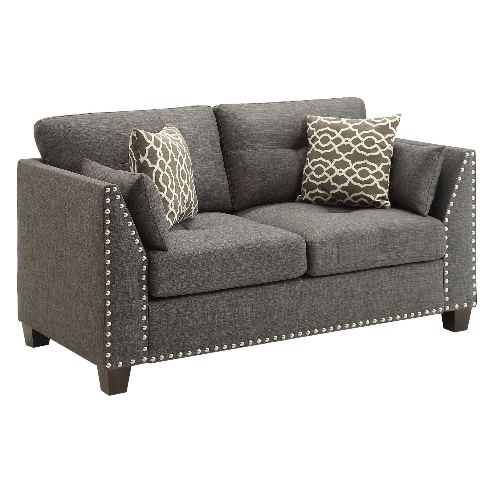 Picture of ACME 52406 Laurissa Loveseat with 4 Pillows - Light Charcoal Linen - 35 x 58 x 31 in.