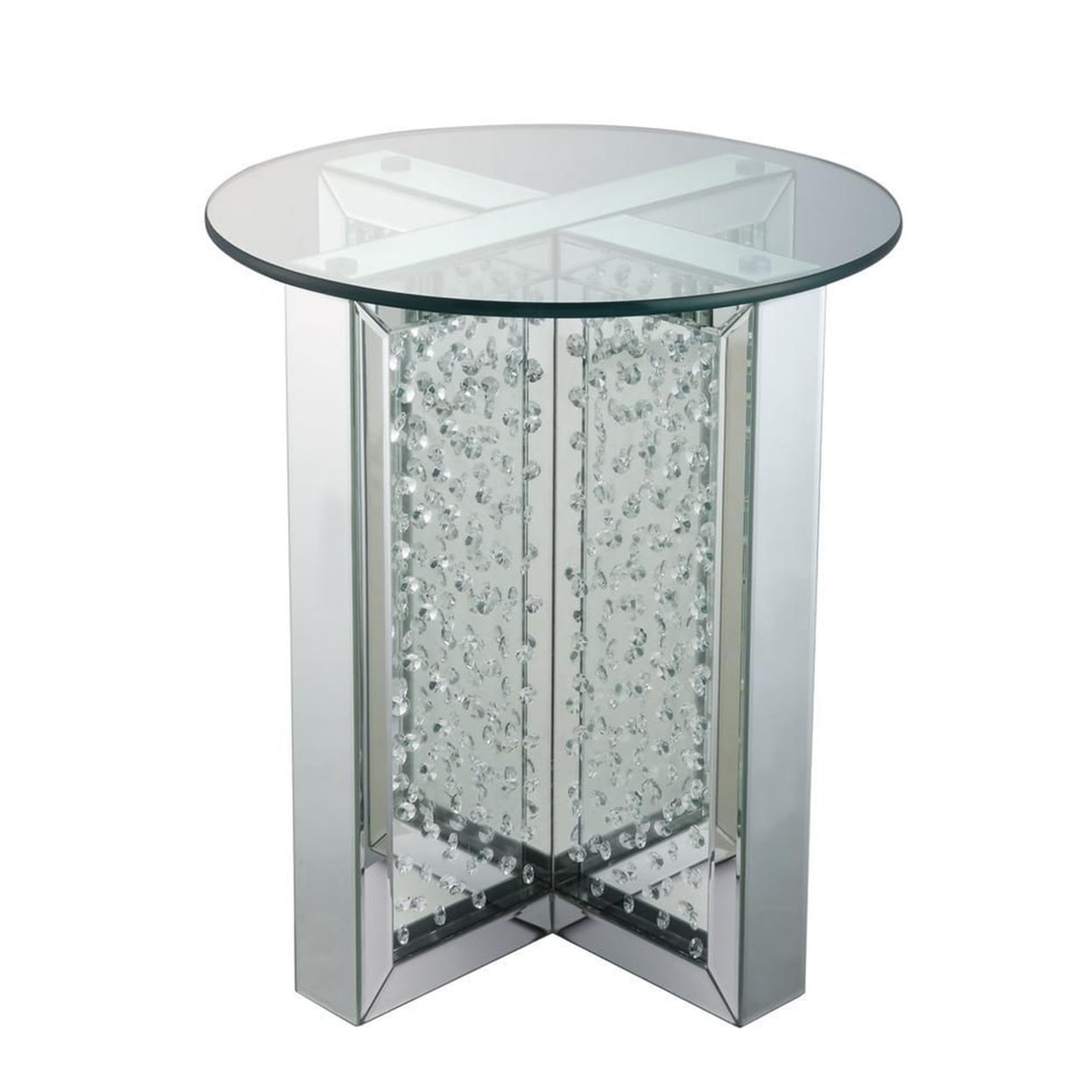 Picture of ACME 80217 Nysa End Table - Mirrored & Faux Crystals