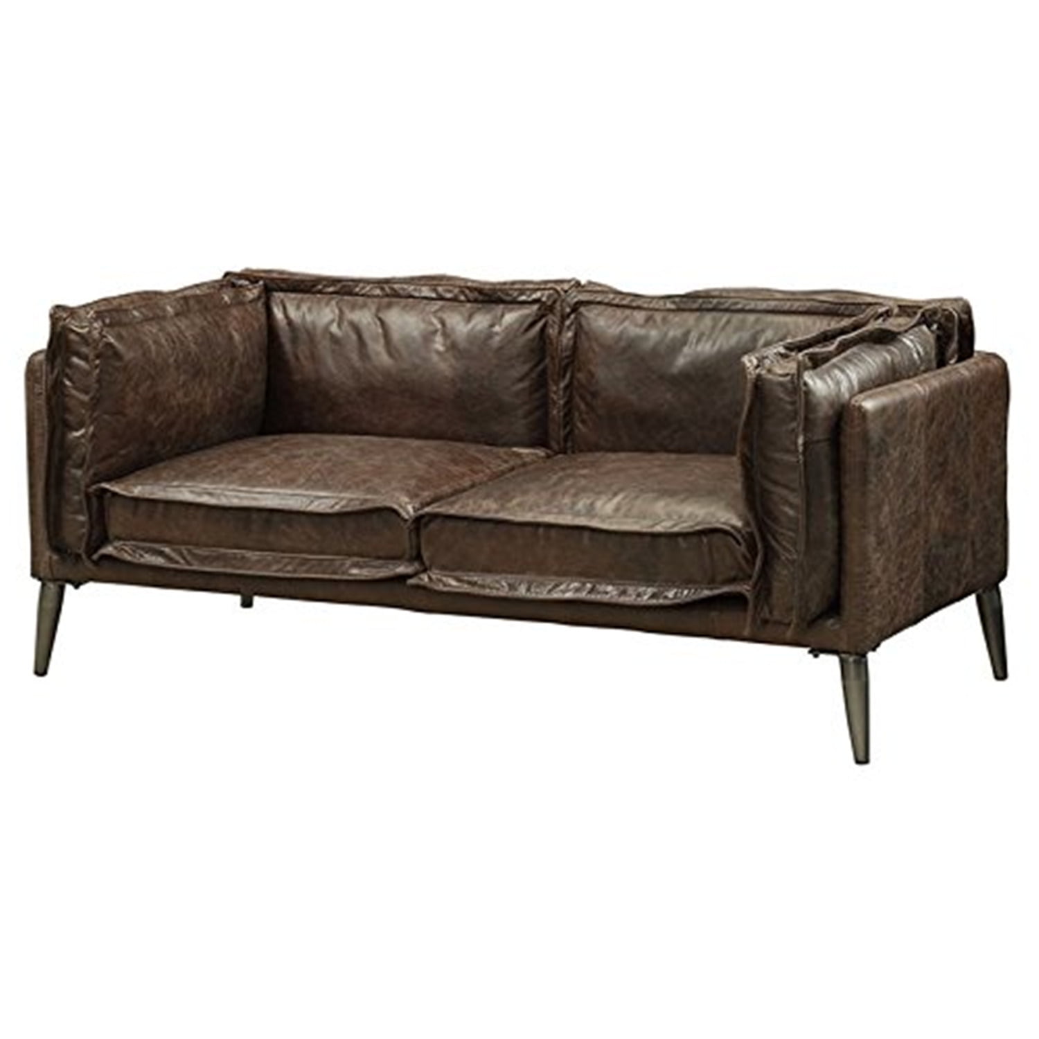 Picture of ACME 52481 Porchester Loveseat - Distress Chocolate Top Grain Leather - 30 x 71 x 34 in.