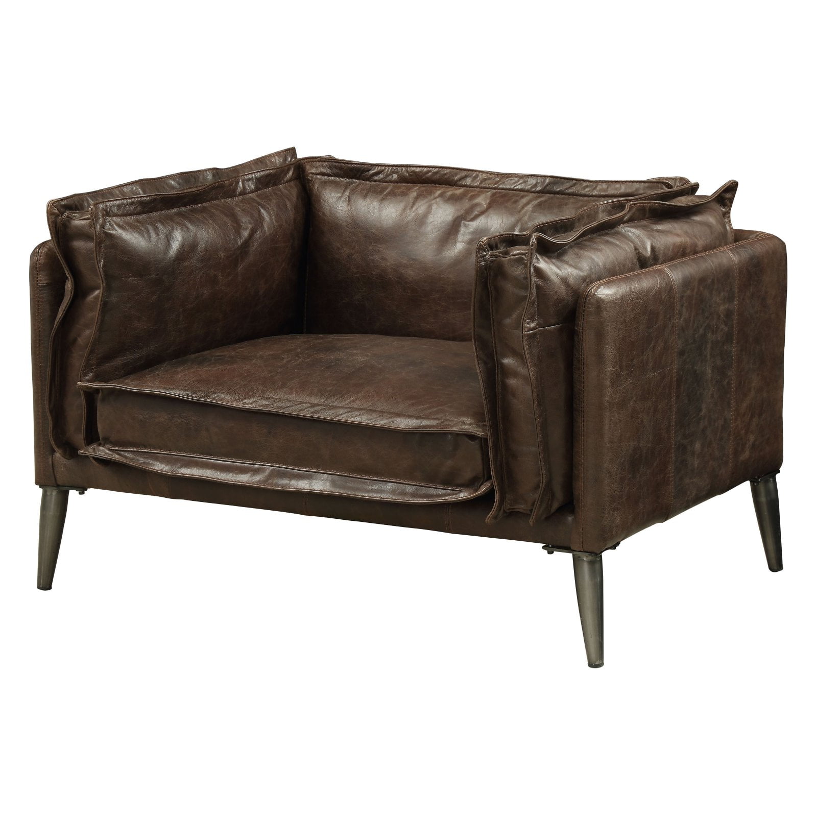 Picture of ACME 52482 Porchester Chair - Distress Chocolate Top Grain Leather - 30 x 47 x 34 in.