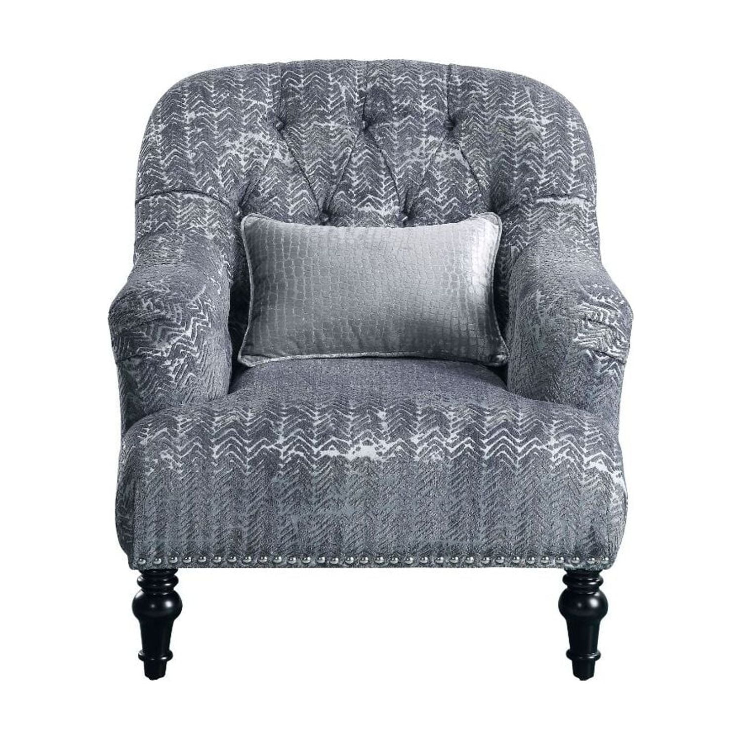 Picture of ACME 53092 Gaura Chair with 1 Pillow - Pattern Gray Velvet - 37 x 34 x 37 in.