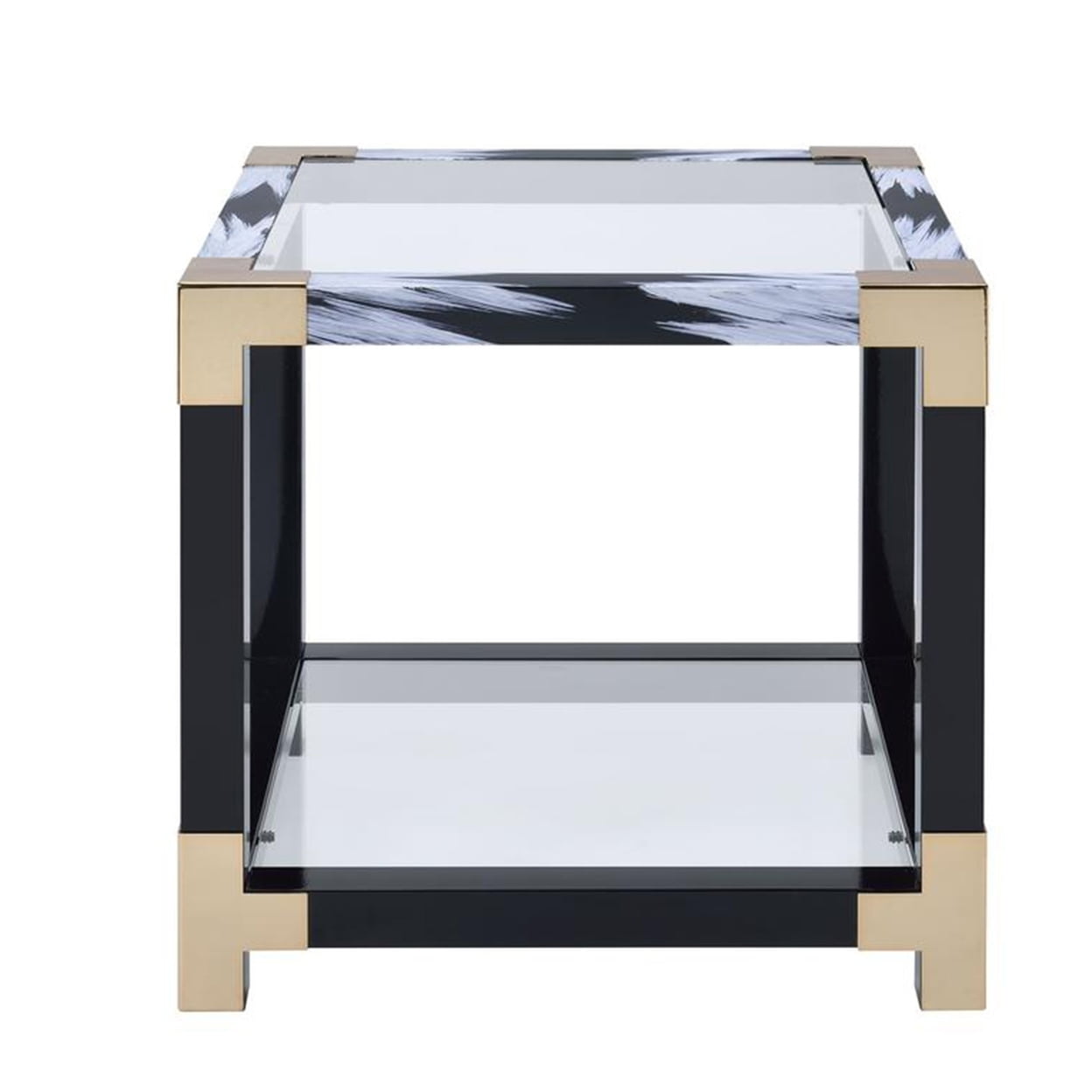 Picture of ACME 81002 Lafty End Table - White Brushed & Clear Glass - 24 x 25 x 25 in.