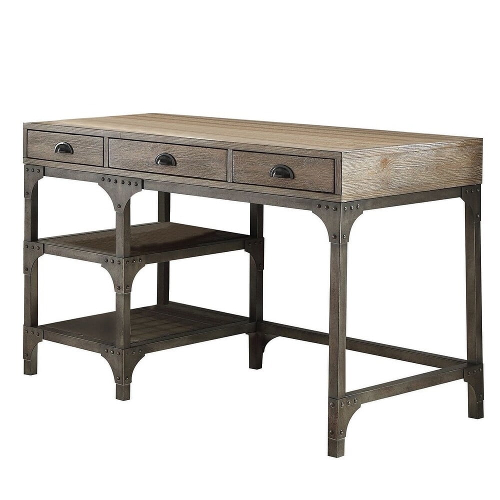 Picture of ACME 92325 Rectangular Gorden Desk - Weathered Oak & Antique Silver - 29 x 47 x 24 in.